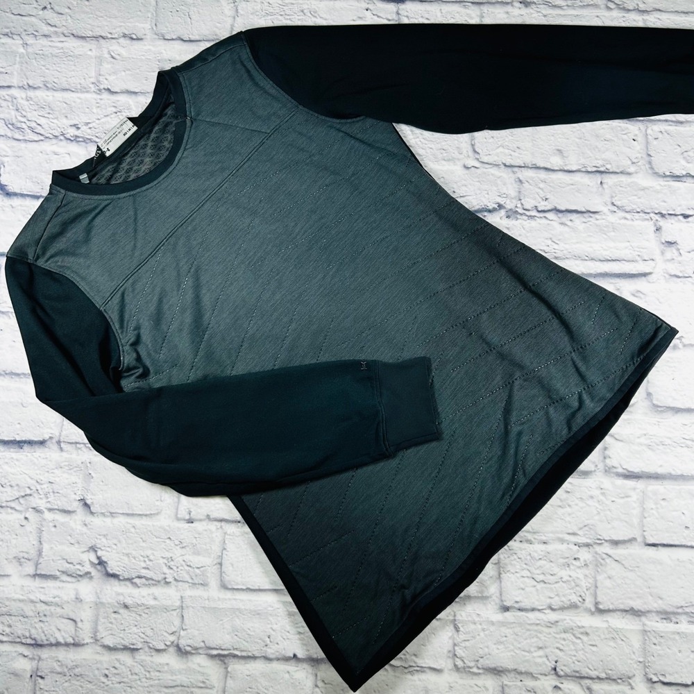 Under Armour Womens ColdGear Fitted Quilted Shirt Grey Black Medium Storm